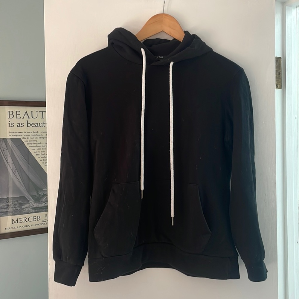 Black hooded sweatshirt